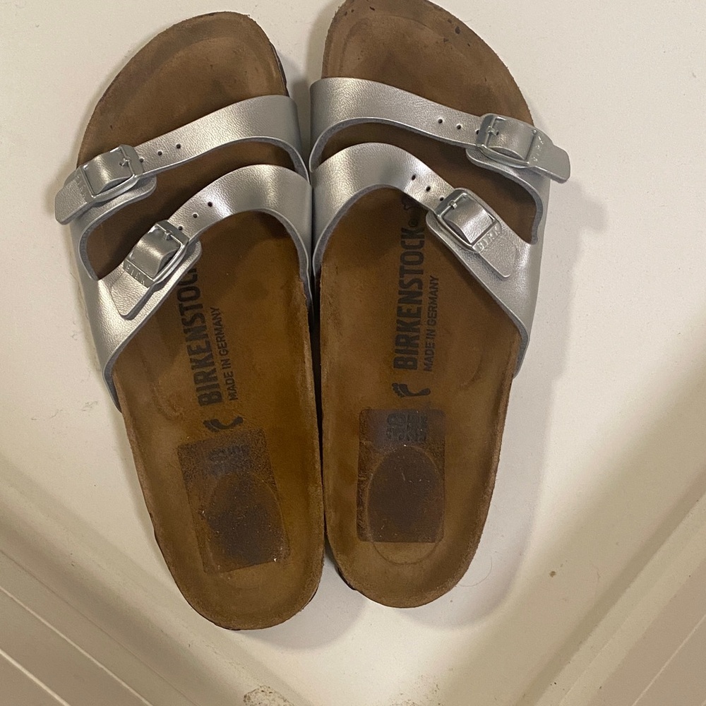 Birkenstock Metallic Silver Sandals